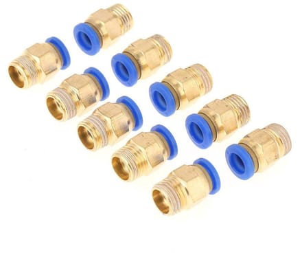 Allecto - Pneumatische Snelkoppeling - 10 Stuks - Geschikt voor Luchtfitting - G1/4" - Messing Afwerking - Push-In Adapter
