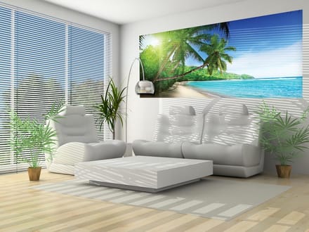 View Paradise Beach Palms Tropical Photo Wallcovering