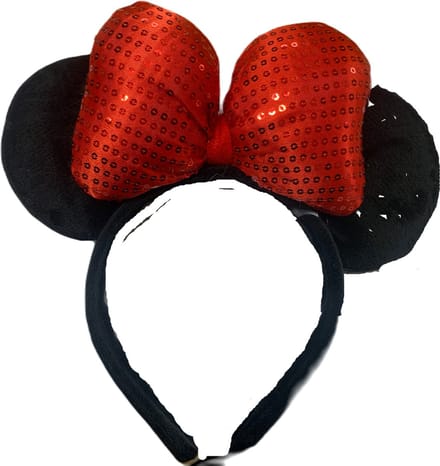 Muizenoren rood glitter - grote strik Rood