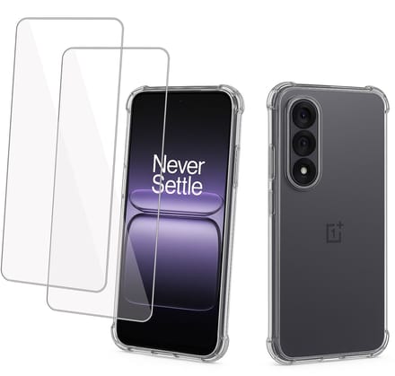 TechNow Hoesje + 2x Screenprotector geschikt voor OnePlus Nord 5 Hoesje Screenprotector - Tempered Glass - Extreme Shock Case Transparant