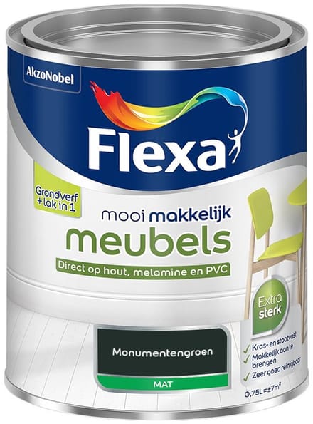 Flexa - Mooi Makkelijk Meubels Mat - Monumentengroen - Mengverf - 750 Ml