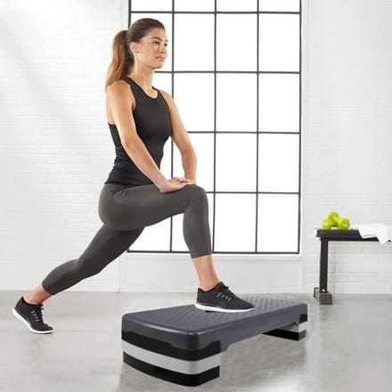 Springos Aerobic Stepper | Aerobic Step | Fitness Step | Verstelbaar | Antislip | Grijs-zwart