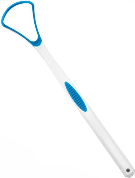 Tongschraper van kunststof - wit en blauw