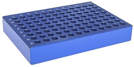Aluminium koelblok voor 0,2 ml PCR micro-buizen, 96 gaten, 8 x 12 array