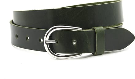 Dames riem groen - Basic leren riem 3,5cm met zilverkleurige gesp - Leer - Basic riem - Basic - Maat 105