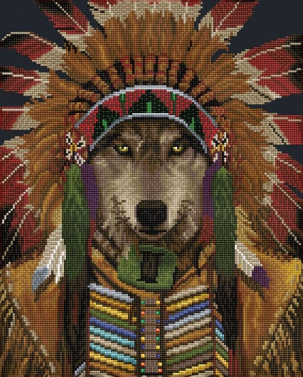 DD10.053 DIAMOND DOTZ® - 50x40cm - Wolf Spirit Chief