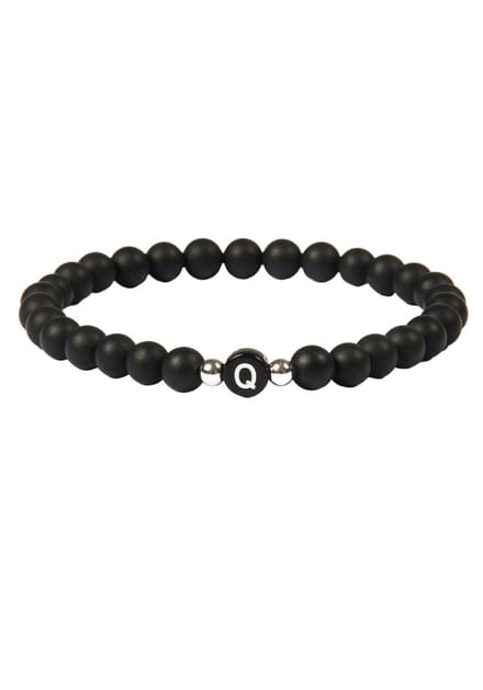 good.designs Parelarmband van agaatstenen met de letter Q