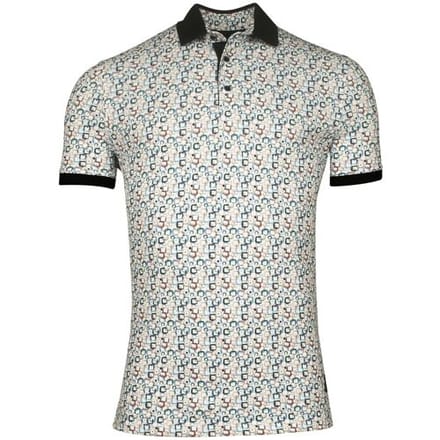 Giordano Polo Genardi Subtle Stretch Graphic Squares Pattern Piqué Rood-Multi / male