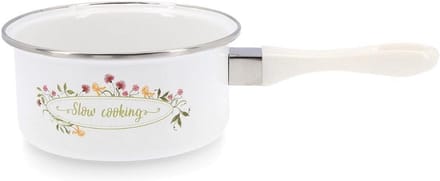 Emaille Kookpan met Deksel 16 cm Wit