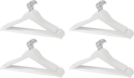 Kledinghanger - 20x - hout - wit - 45 cm - kledinghanger set - Kleding ophangen kledinghanger set
