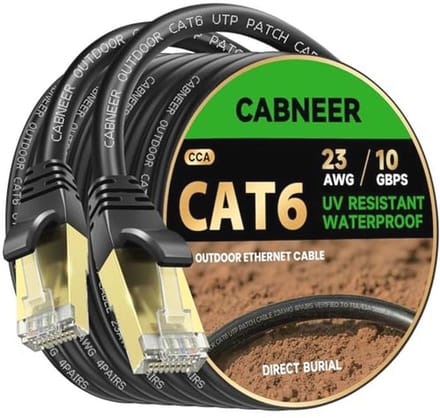 Outdoor Netwerkkabel Cat 6 - 1 Meter UV- en Weerbestendig, 10Gbps Highspeed Internetkabel
