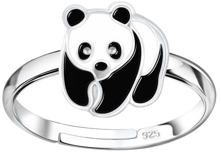 Joy|S - Zilveren Panda ring - verstelbaar - pandabeer - voor kinderen