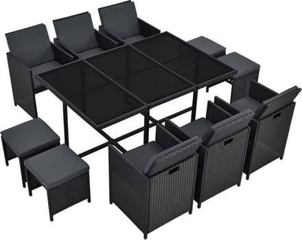 Polyrotan eetset - Baracoa XL - 11-delig - Zwart