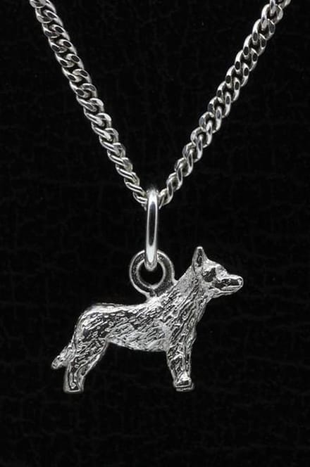 Zilveren Australische veedrijvershond ketting hanger - klein