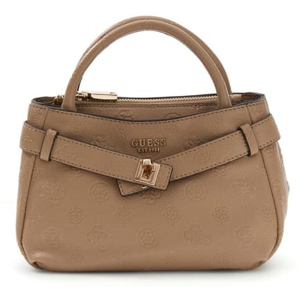 GUESS handtas schoudertas Ella Logo Mini Satchel Beige Logo Taupe