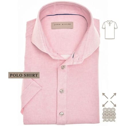 John Miller Polo Short Sleeve Faux-Uni Subtle Cotton Jersey Stretch Roze / male