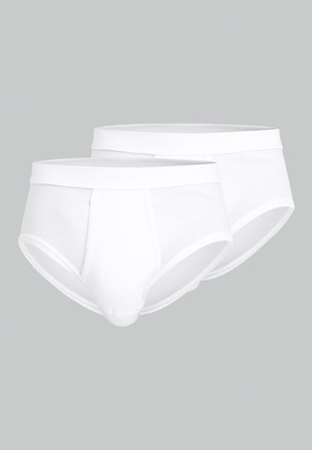 CECEBA Classic Fine Rib 2-pack Herenslip met gulp - Wit