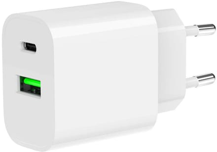 Gembird USB Snellader - 2-Poorts Universele Oplader - USB-C en USB-A 20W - Wit
