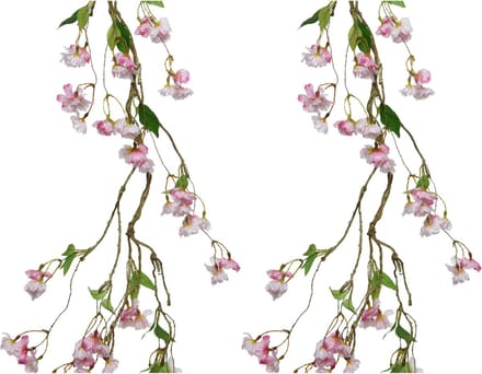 Everlands Bloemenslinger lichtroze - 2x - realistisch - onderhoudsvrij - 130 cm lang
