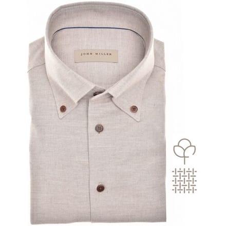 John Miller Overhemd Slim Button-Down Cotton Flanel Licht Bruin / male
