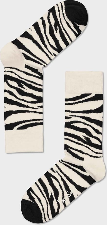 HAPPY SOCKS ZEBRA SOKKEN, ZWART/WIT maat 36 - 40