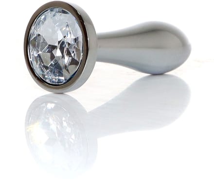 Power Escorts Silver Design Anal Plug Small Clear Stone – bo-64-00146