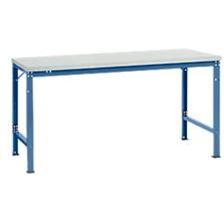 Manuflex AU7091.5007 Werk achtergrond tafel universele speciale met melamine schijf, bxdxh = 1750 x 1000 x 722-1022 mm Stralend blauw (RAL 5007)