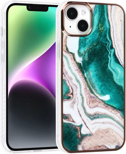 TPU Back Cover hoesje - Marble Groen - Geschikt voor: iPhone 14 Plus