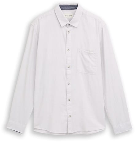 Tom Tailor - Regular fit overhemd met borstzak - Maat XL - chalk grey white structure