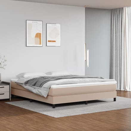 vidaXL - Boxspring - bed - kunstleer - cappuccinokleurig - 180x200 - cm
