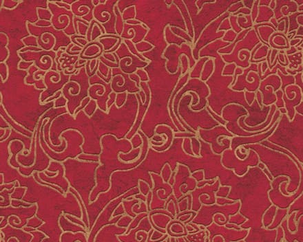 AS Création behang Bloemen goud metallic rood 374701