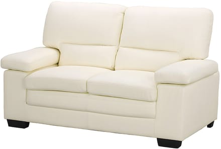 Vente-unique 3+2 zitsbank van ivoorkleurig buffelleer MIMAS II