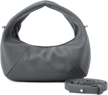 LES VISIONNAIRES Greta Schoudertas Leder 20 cm - Dames - titanium grey