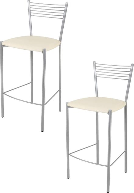 Tommychairs Elegance - Eetkamerstoelen - Set van 2 - Aluminium & Ivoor - Kunstleer