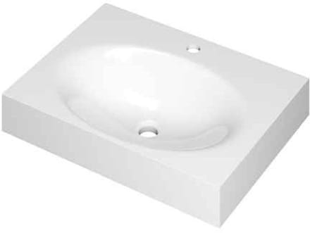 INK Smooth Wastafel Polystone Centraal met 1 Kraangat - 600x450x90 mm - Glans Wit