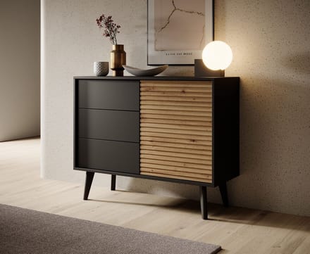 Meubella - Dressoir Palladium - Eiken - Zwart - 104 cm