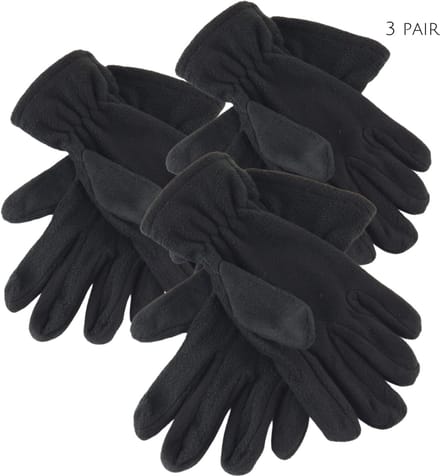 HIXA Fleece Handschoenen - Set van 3 - Winter - Zwart - Heren - Dames