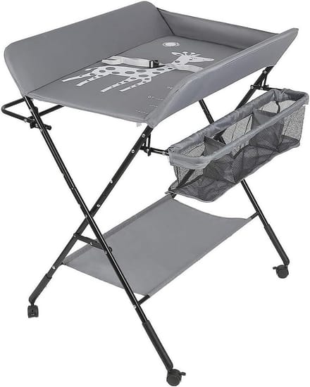 Kedia Diaper Table, Foldable, Changing Table, Baby Changing Table, Movable Care for Newborns, 80 x 66 x 98 cm, Blue