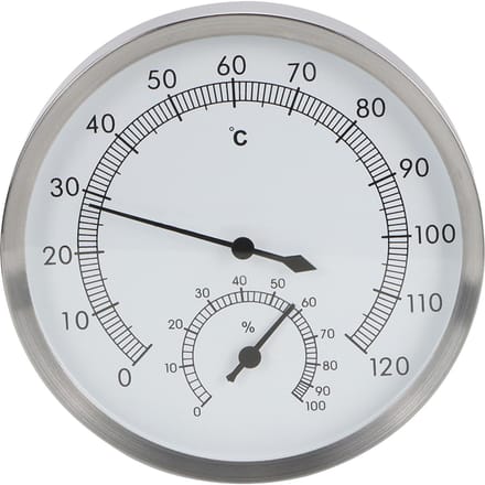 2-in-1 Roestvrijstalen Stoomruimte Saunaruimte Thermometer Hygrometer Thermo-Hygrometer Binnen white
