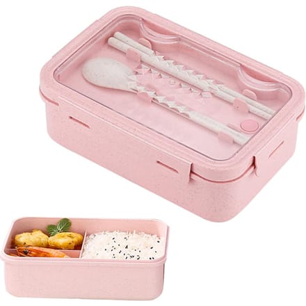 Lunchboxen Bento Boxen Lekvrije Lunchboxen voor Magnetron Bento Lunchboxen met 3 Vakken en Eetgerei L oranje