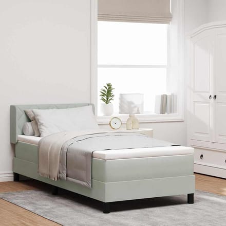 vidaXL - Boxspring - bed - met - hoofdeinde - Lichtgrijs - 200 - x - 100 - cm - Fluweel