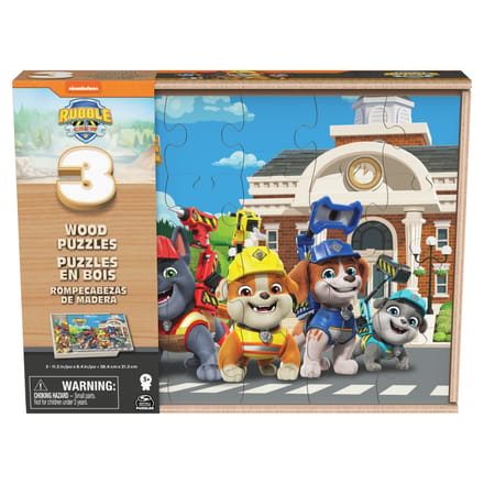 Spinmaster Master Puzzel PAW Patrol Hout 3- Pack Rubble & Crew Houten speelgoed