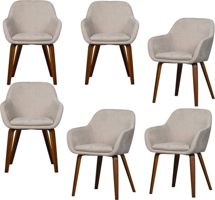 vtwonen Base Eetkamerstoelen - Velvet Melange - Zand - Set van 6