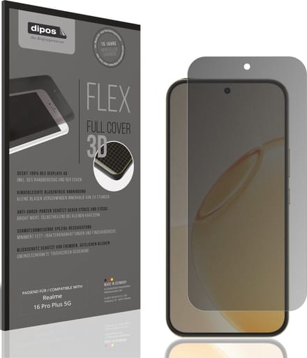 dipos FLEX – Matte Privacy Screenprotector geschikt voor Realme 16 Pro Plus 5G | Volledige Schermbescherming | Case-Friendly