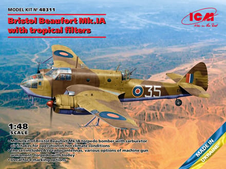 ICM Modelbouwpakket Militaire voertuigen - 48311 Bristol Beaufort Mk.IA Plastic - 1:48 - Modelbouw