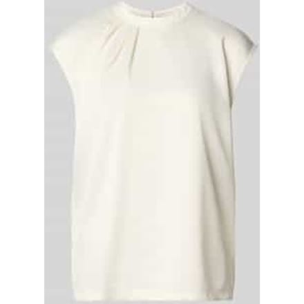 T-shirt met kapmouwen van materiaalmix