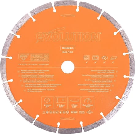 EVOLUTION - PREMIUM DIAMANTBLAD - 230 X 22.2 X 2.5 MM - 16 T