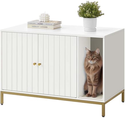 Katzenklo Cabinet - kattenbak behuizing - Scratch Mat - Stijlvol ontwerp - 90 x 48 x 61,5 cm - wit