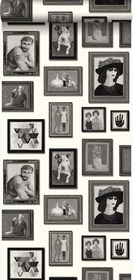 Origin Wallcoverings behang schilderijen zwart en wit - 53 cm x 10.05 m - 347462