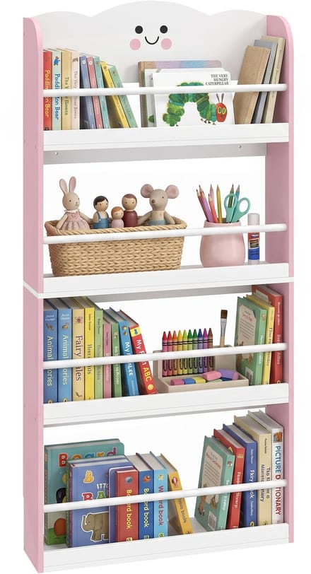 AIYAPLAY Kids Bookcase-MDF, Kiefer-60L x 15B x 120,5H cm-Rosa